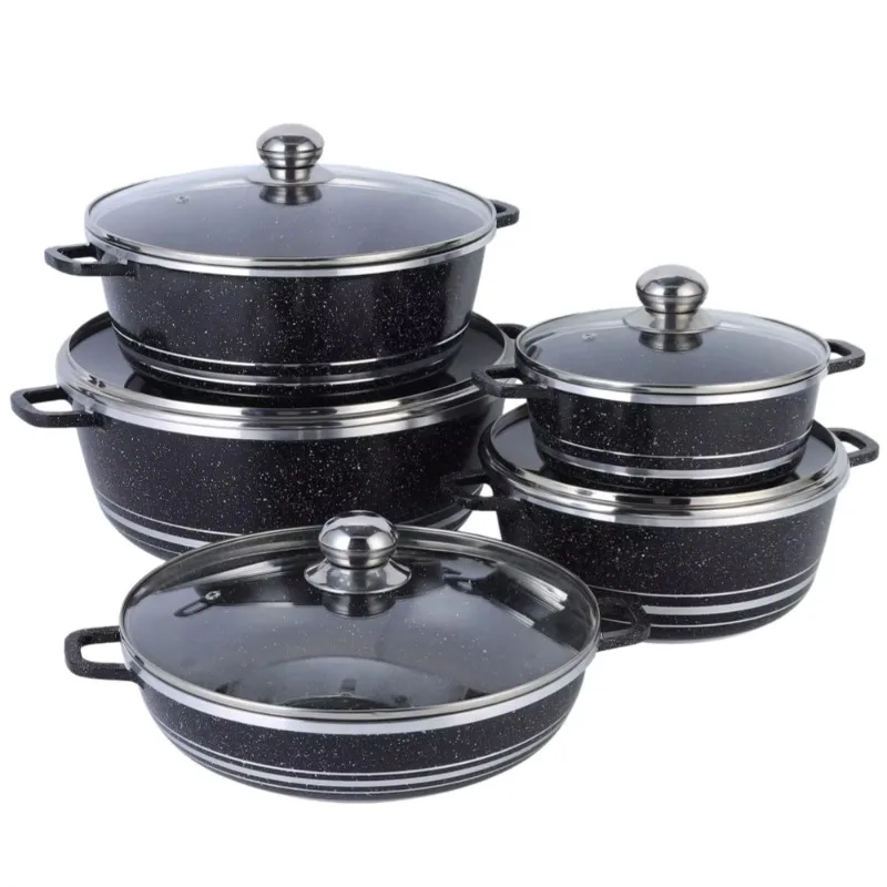 Aluminum Casserole Soup Pot Set, Non-Stick Aluminum Cookware Set, with Ordinary Glass Cover CD Bottom Cover