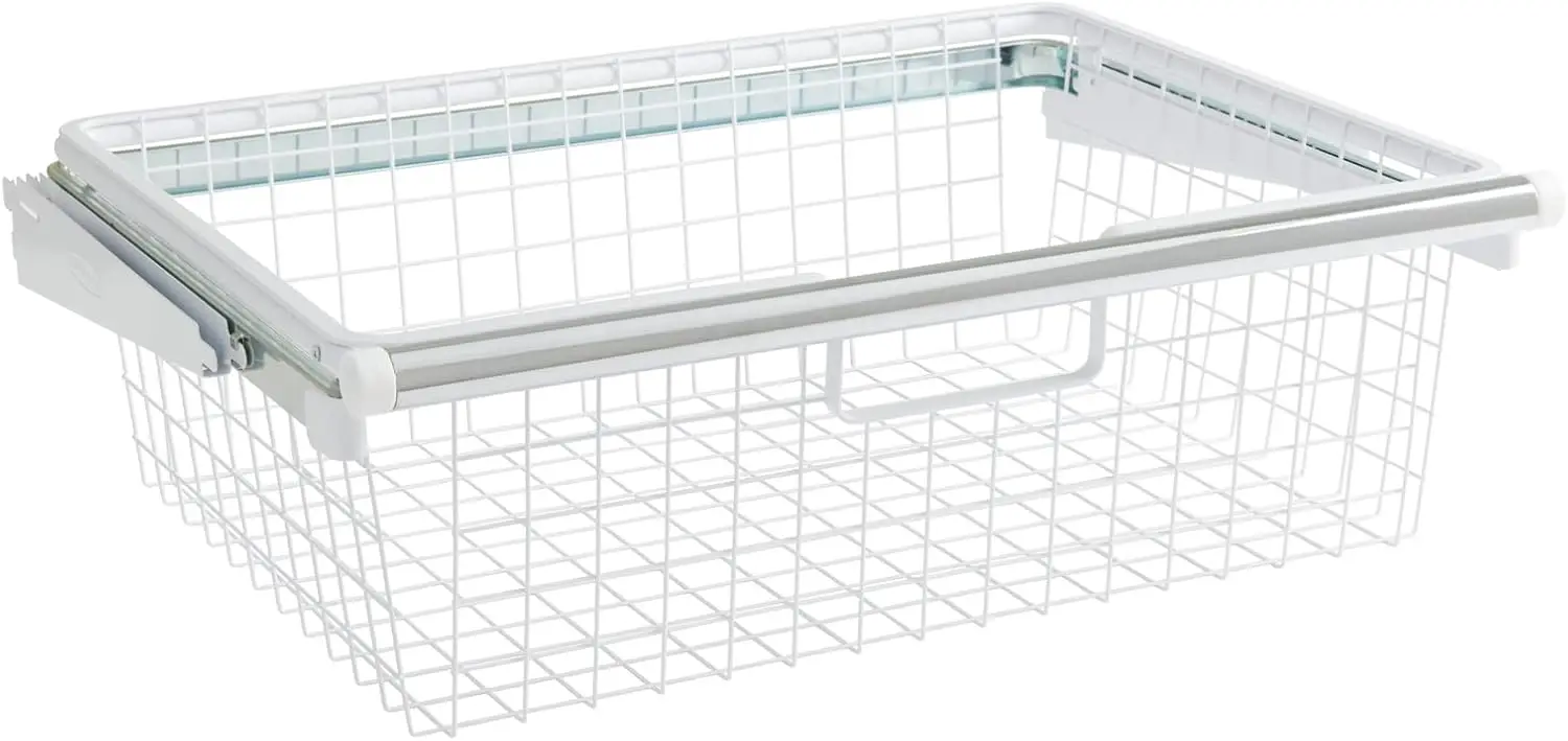 

Configurations Sliding Basket for Closet Drawer Organization, White, Sturdy Slide Out Basket for Home/Laundry