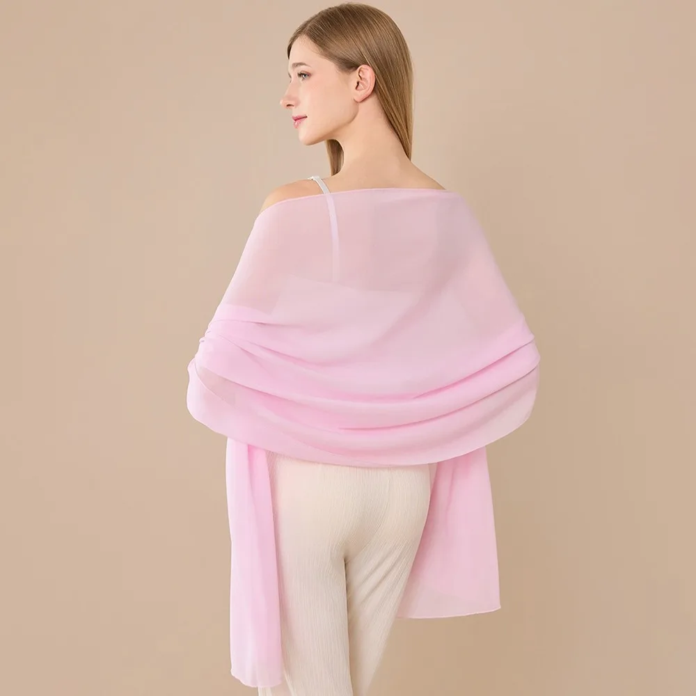 Elegant Chiffon Chiffon Shawl Long Lightweight Fabric Wedding Party Shawl Evening Shawl Lady
