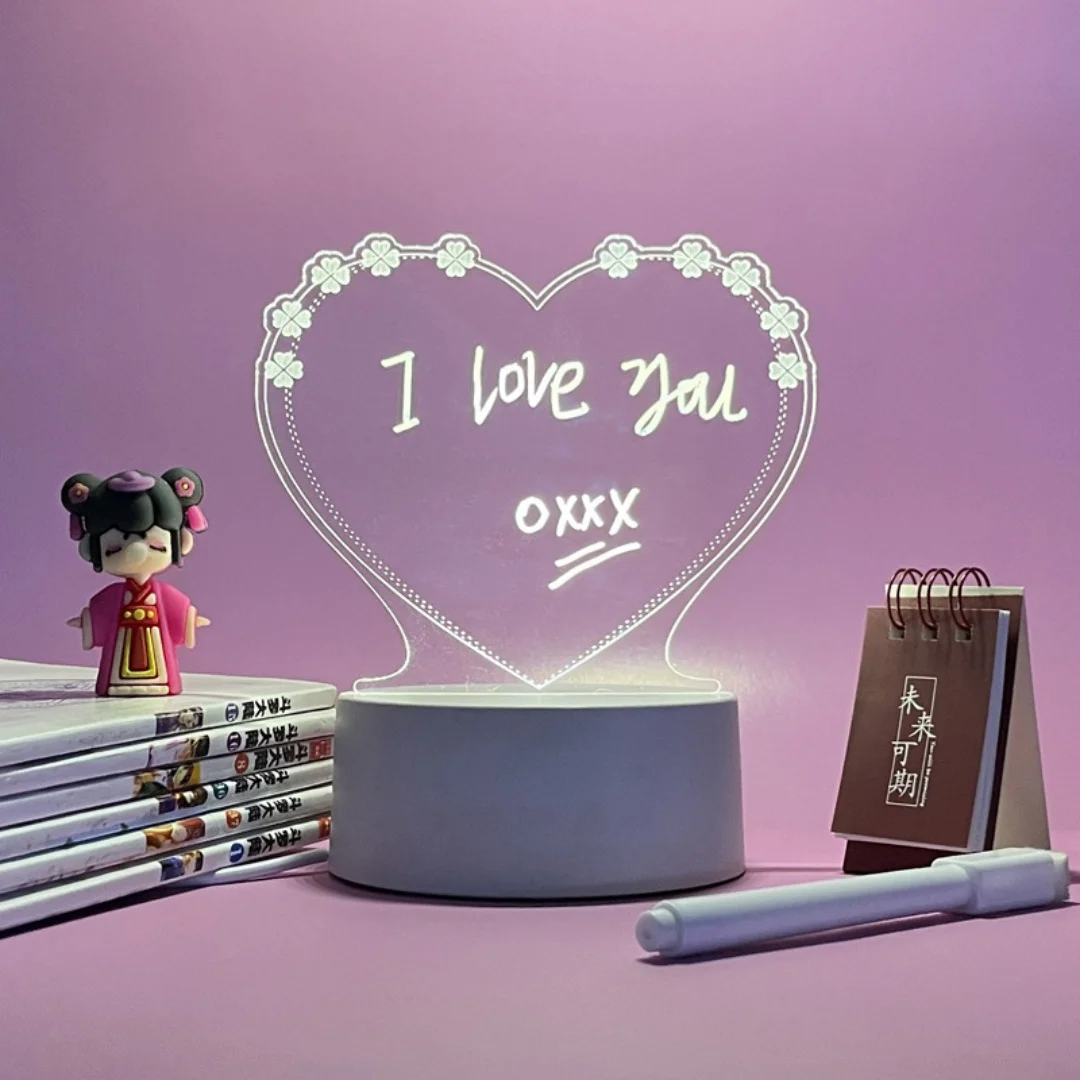 

USB Rewritable Message Board Creative LED Note Board Night Lamp Night Light Warm Soft Light Table Decor