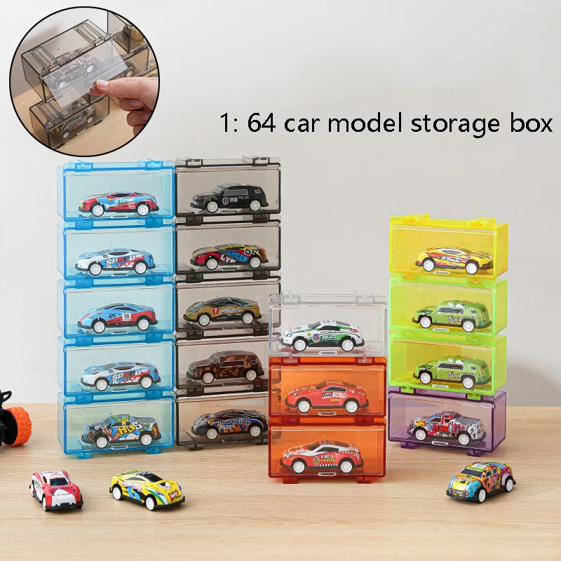 ของเล่นรถยนต์กล่องโปร่งใสกันฝุ่นอะคริลิคชั้นวางSTACKABLE 1:64 Storage Case