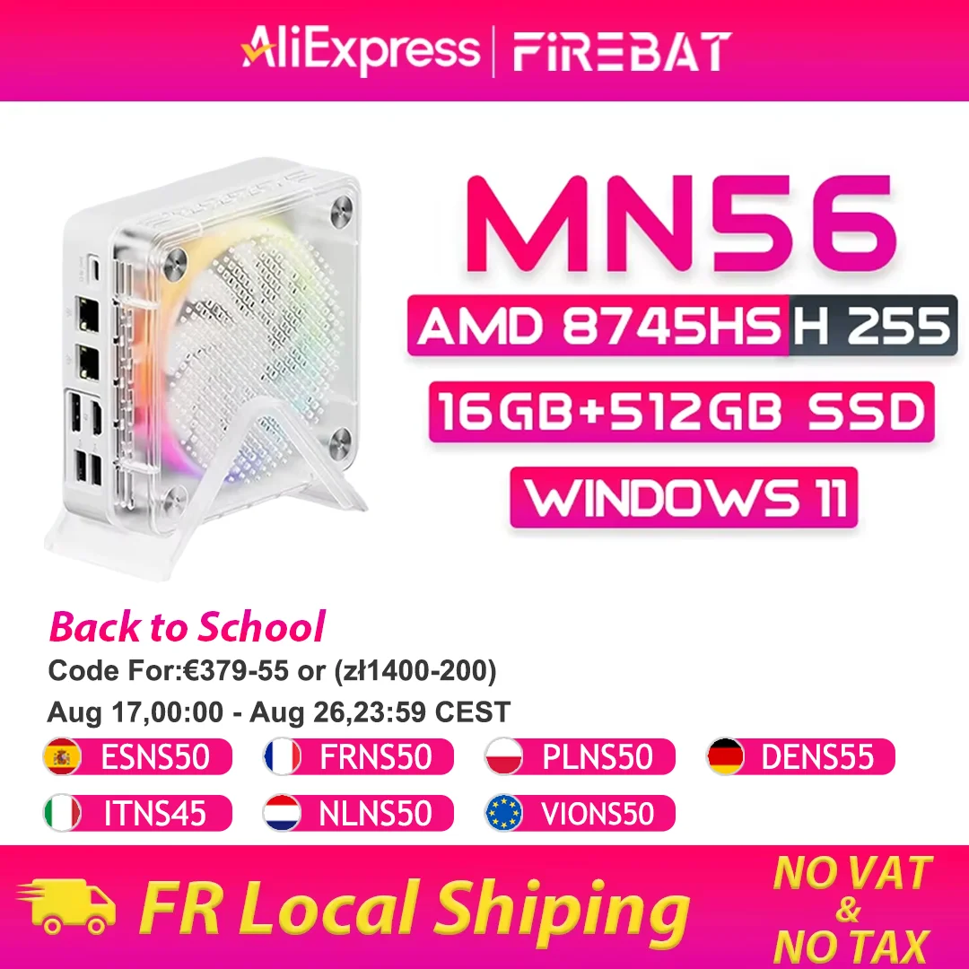 FIREBAT MN56 MINI PC AMD Ryzen 7 8745HS H255 DDR5 ROM 16GB 24GB SSD 512GB 1TB Desktop-Computer BT 5.2 WIFI6 HDMI TYPE-C USB Gaming Windows11 PC