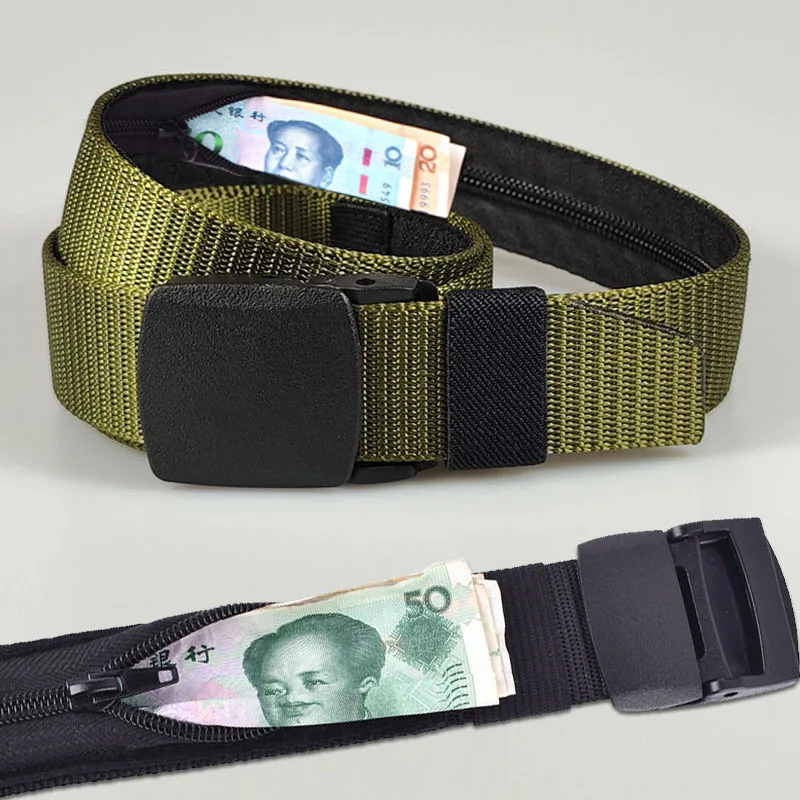 Nylon Unisex Travel Zipper Waist Belt Hidden Cash Belt  Width 3.2cm Secret Hiding Waist Packs Pouch Wallet Anti Theft Belt Bag