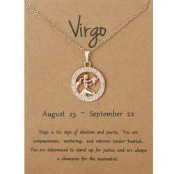 Fashion 12 Zodiac Sign Constellations Pendants Necklaces for Women Men Birthday Gifts Capricorn Cancer Leo Necklace Jewelry