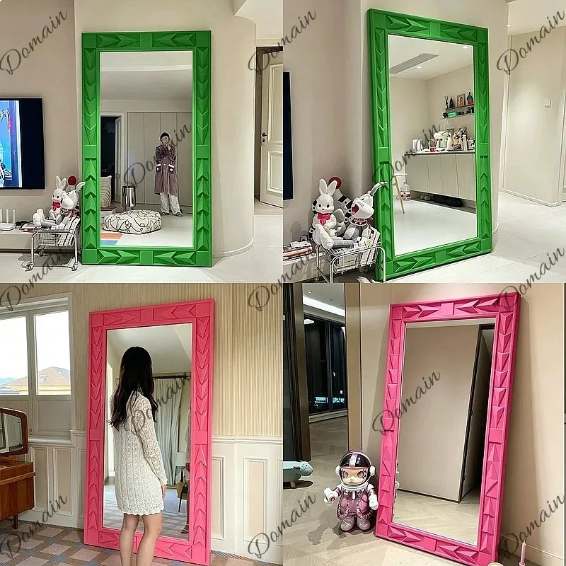BJ French Style Flocking Dressing Mirror Full Length Body Mirror Slimming Floor Standing Mirror For Clothing Store