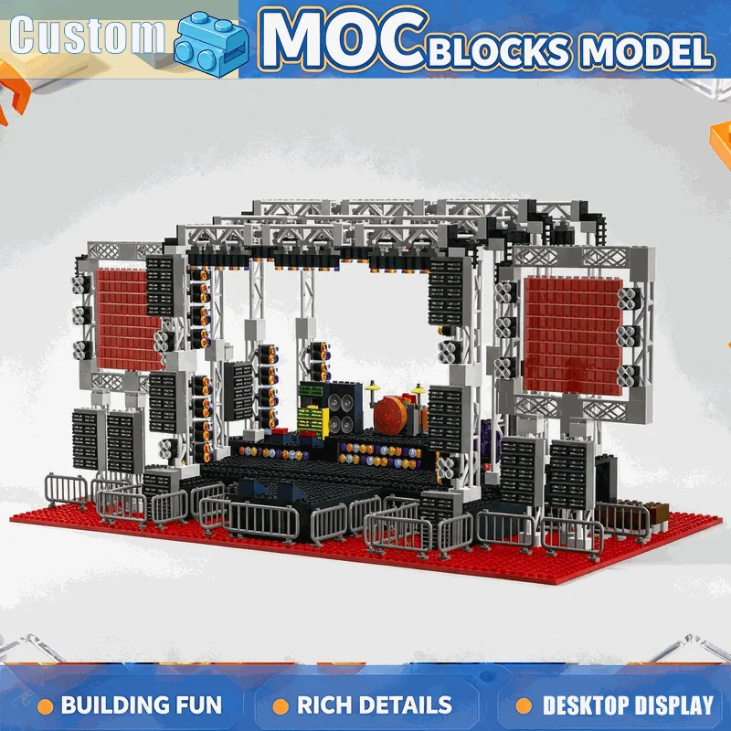 1979PCS Live Music Concert Stage Building Blocks Performance Lighting Sound Equipment Model DIY Assembly Creative Festival Gift