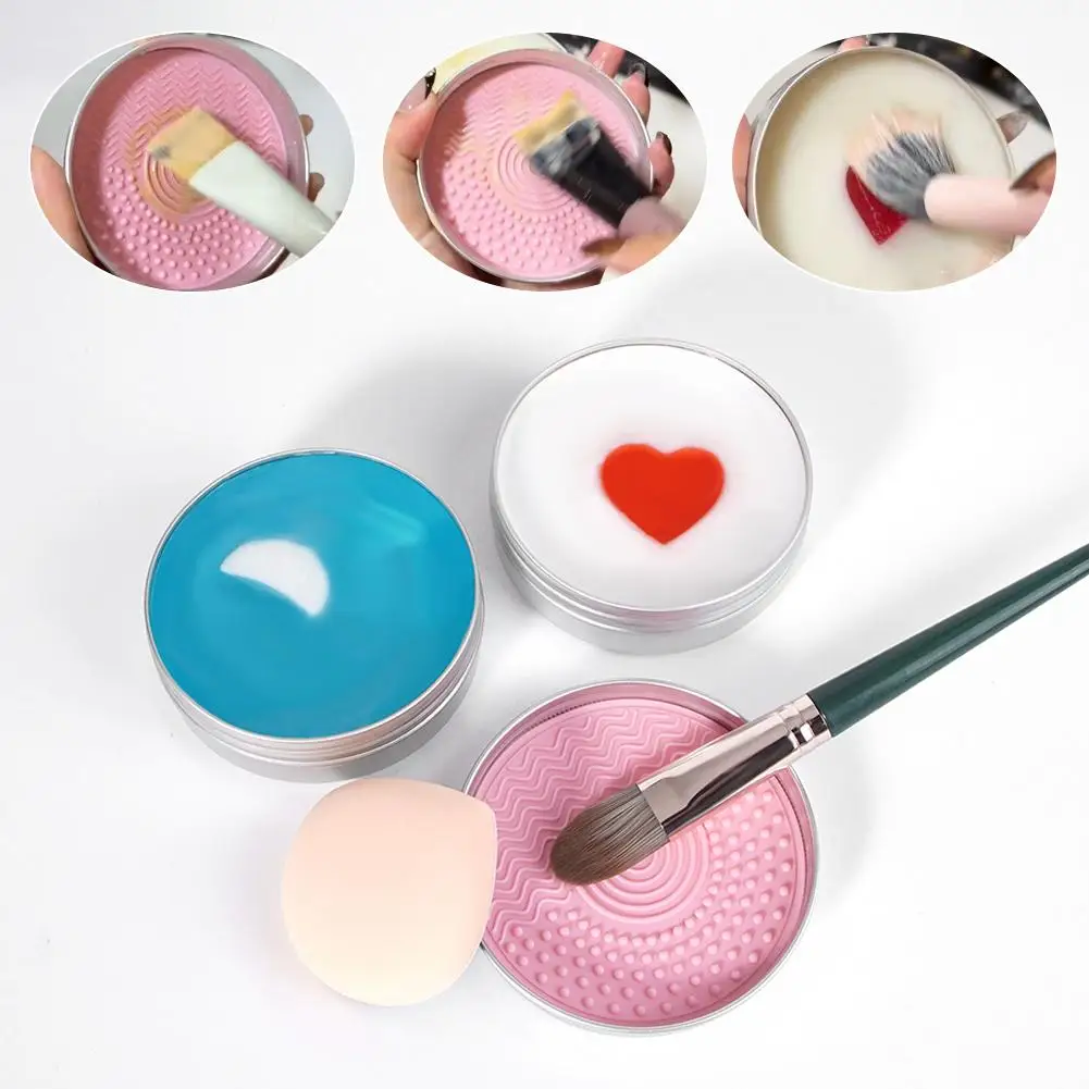 Cute Heart Shaped Makeup Brush Cleaning Soap 50g For Silicone Pad Cosmetic Sponge & Beauty Tool Washer Quick-Dry Deep Clean