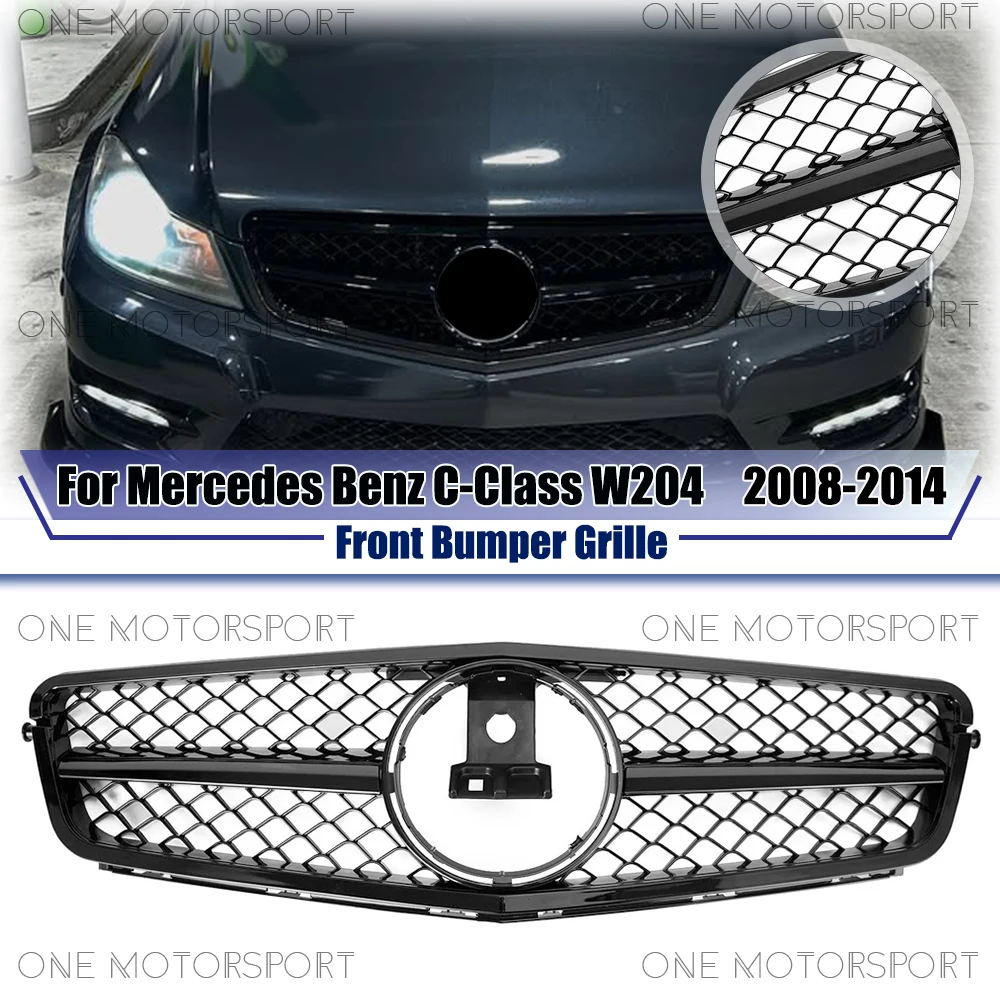 

AMG Style Racing Bumper Grille For Mercedes Benz C-Class W204 08-14 C180 C200 C230 C250 C280 C300 C350 Glossy Black Front Grille