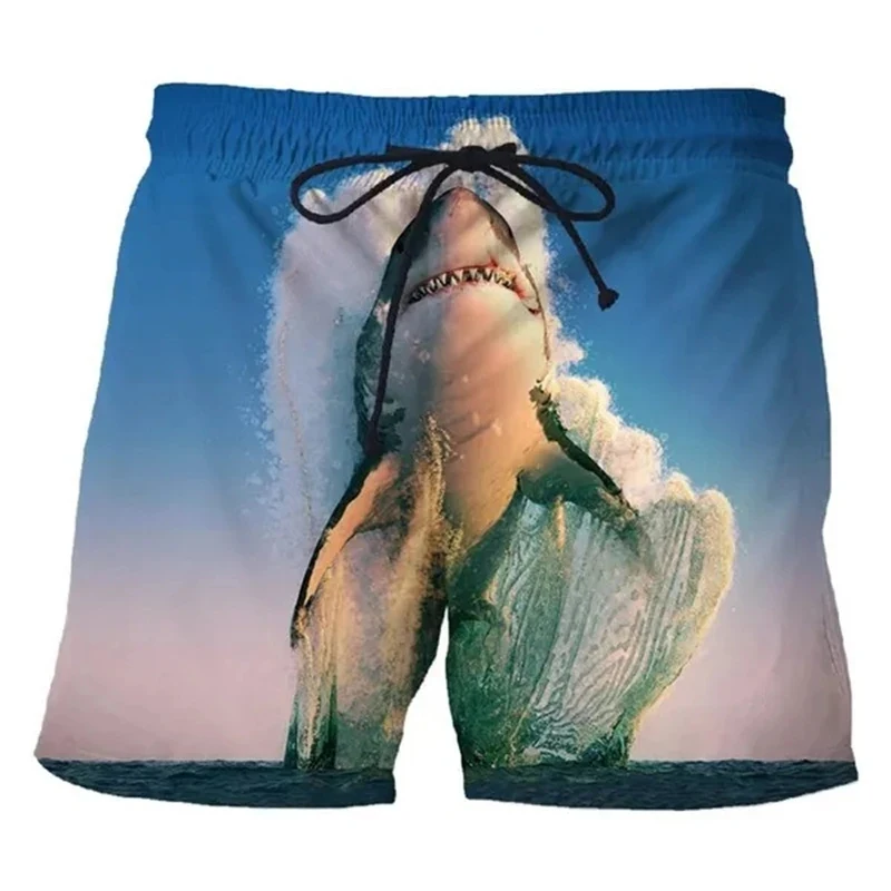กางเกงขาสั้นชายหาดลายฉลาม 3 มิติ แฟชั่นลำลองสำหรับผู้ชาย กางเกงว่ายน้ำชาย กางเกงขาสั้นชาย ชุดว่ายน้ำชาย