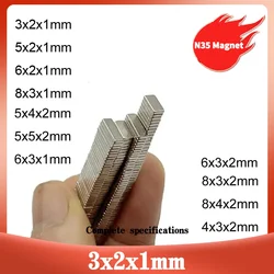 3x2x1 5X2x1 8x3x1 5x4x2 mm Blocco piccolo Forti Magneti potenti 6*3*2 Magnete al neodimio 5*2*1 Magnete permanente NdFeB 6*2*1 8*4*2