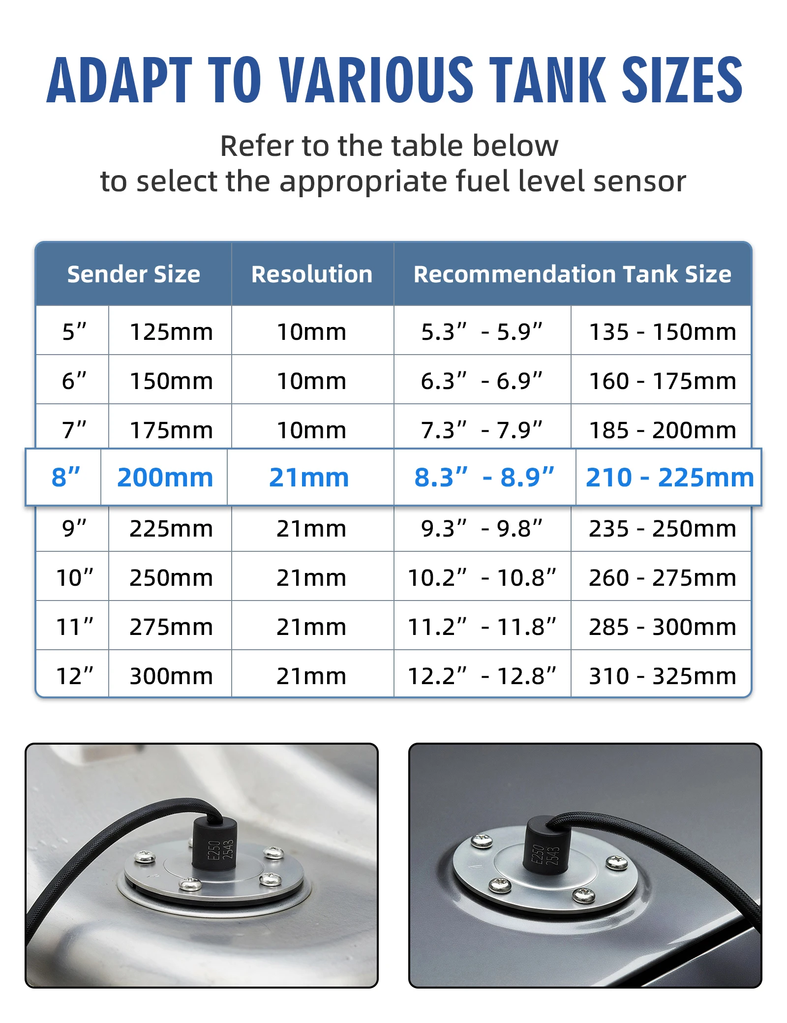 0–180 Ω Kraftstoff-Schwimmersensor + Kraftstoffstandsanzeige (Option), 7-farbige Hintergrundbeleuchtung, Kraftstofftank-Füllstandsanzeige mit Alarmlicht für Marine, Auto, Wohnmobil – Detail 22