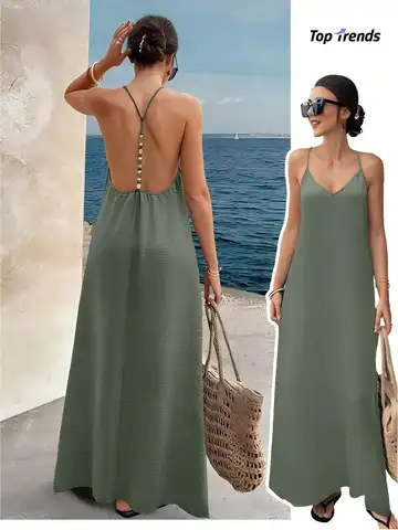 Dress Fashionable Sexy Spicy Solid Color Strapless Backless Long Elegant Dress for Women