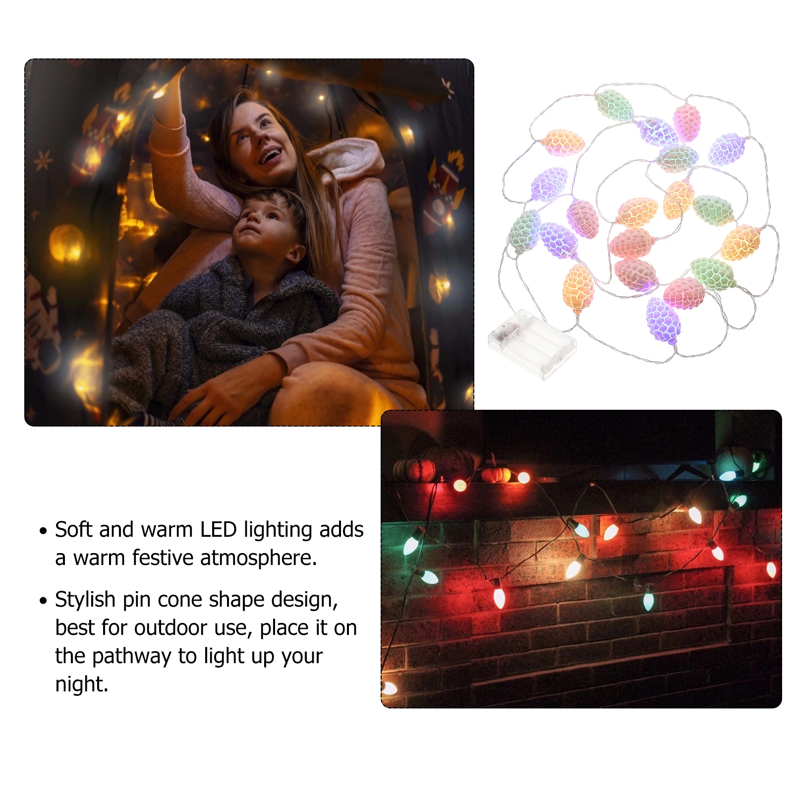 1 مجموعة LED سلسلة ضوء الصنوبر المخاريط تصميم سهلة التركيب في الهواء الطلق مصباح حديقة ديكور حفلة جو سلسلة مصابيح الحفلات