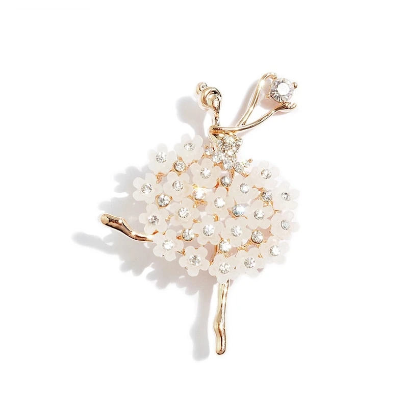 Luxury Crystal Ballet Dancer Temperament Brooches For Women Korean Style Rhinestone Retro Suit Decorative Women's Brooch Pin