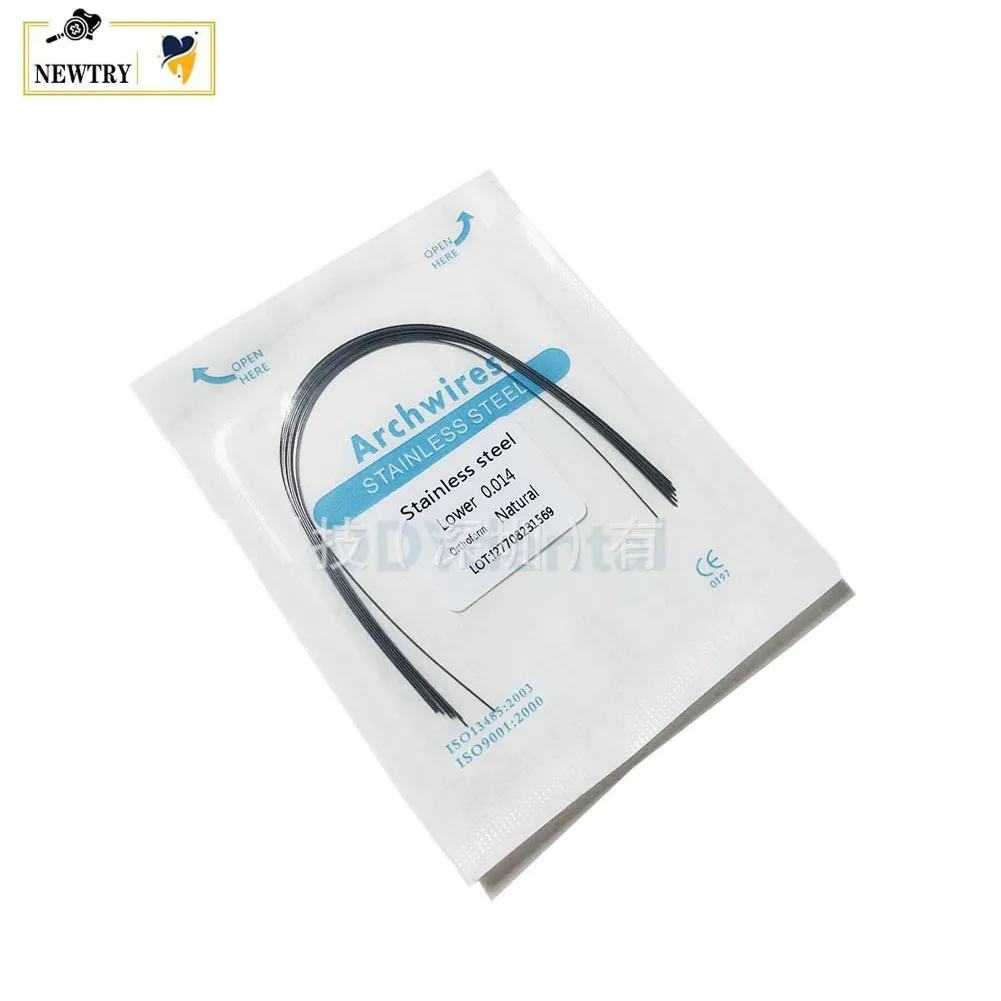 5 Packs Dental Stainless Steel Round Archwire Orthodontic Teeth Brace Arch Wire Natural Ovoid Form For Upper Lower Metal Bracket