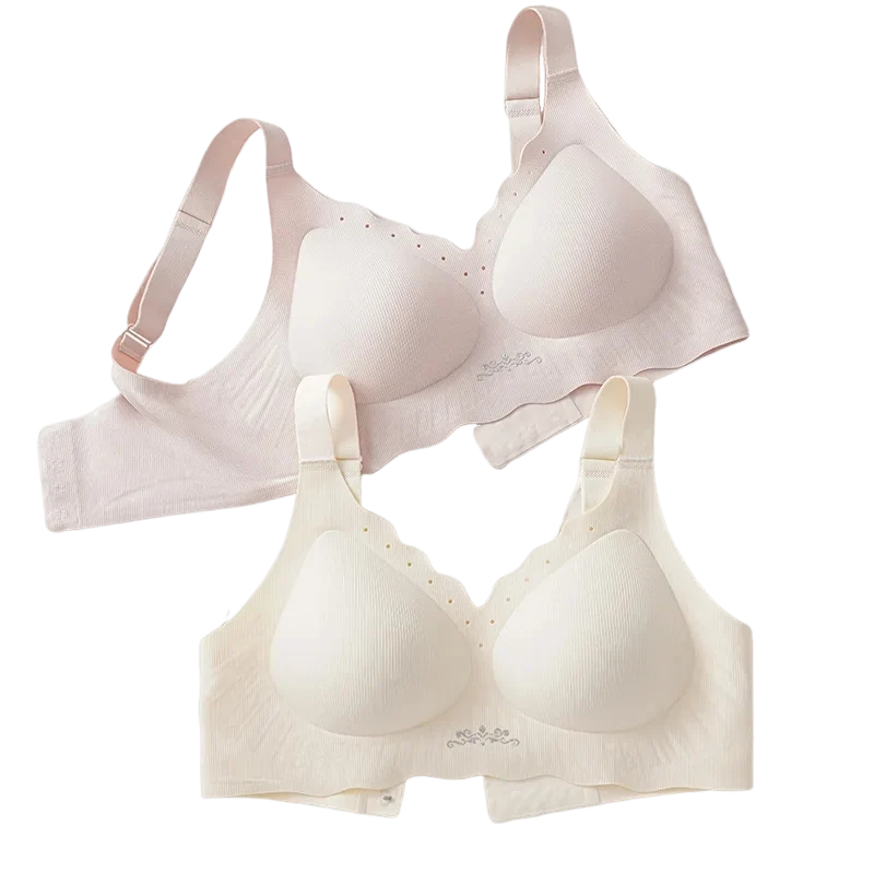 KUCLUT Soft Support Thin Women's Bra Gathered Comfortable Side Fatigue Reduction Large Size Nylon Fabric 3/4 Cup Fixed Strap