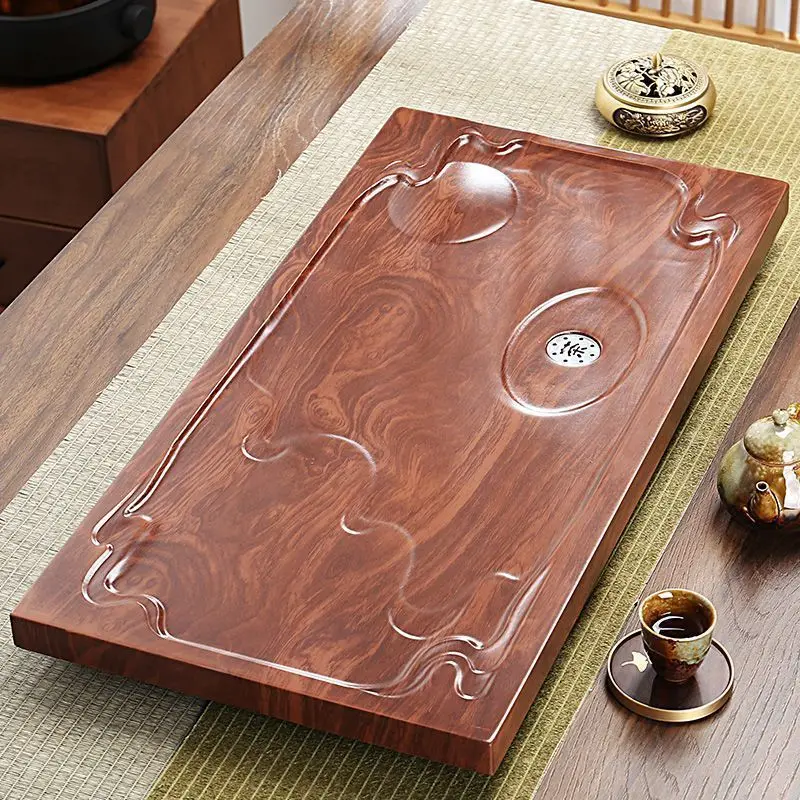 Luxury Large Tray Rectangular Wooden Chaban Bubble Gongfu Solid Wood Tea Tray Chinese Bandeja Decorativa Office Accessories