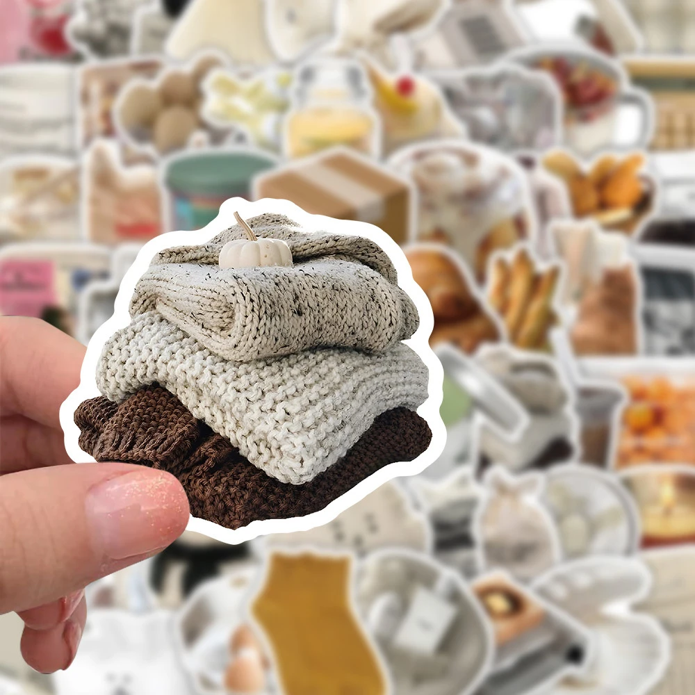 

10/30/60pcs Vintage Creative Ins Style Cartoon Stickers Cute Food Bread Graffiti Decals DIY Fridge Scrapbook Phone Sticker Pack