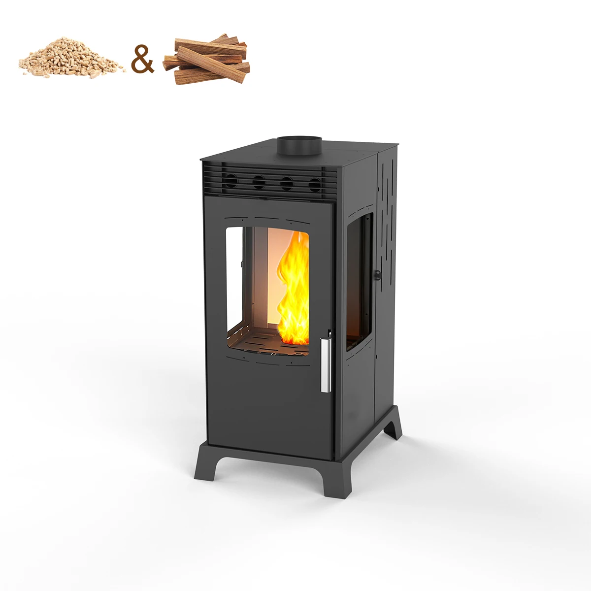 Wood&Pellet Dual-purpose 8KW Modern Design Environmentally Friendly Hybrid Stove Wood Pellet Stove