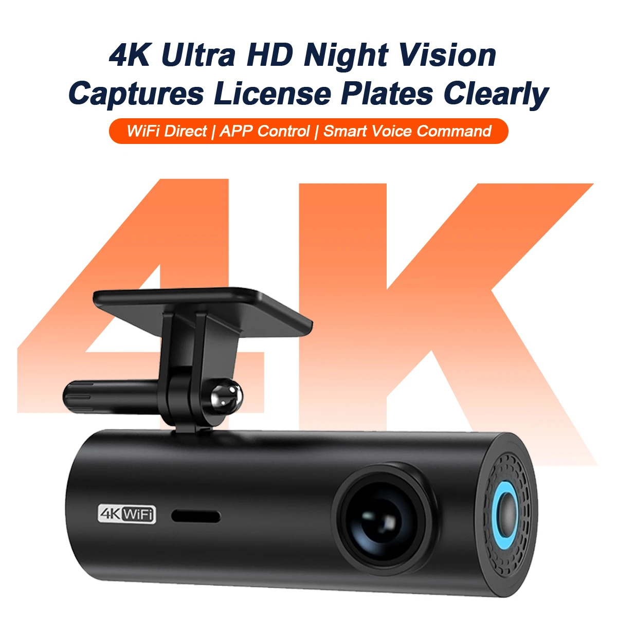 

Dash Cam 4K UHD Car Camera DVR Black Box Loop Recording Night Vision 24H Parking Front Mini Car Video Recorder WiFi APP Control