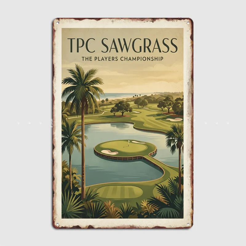 TPC Sawgrass Golf Course Poster Metal Posters Sign Indoor Outdoor Room Decoration Home Bar Decor Wall Decor