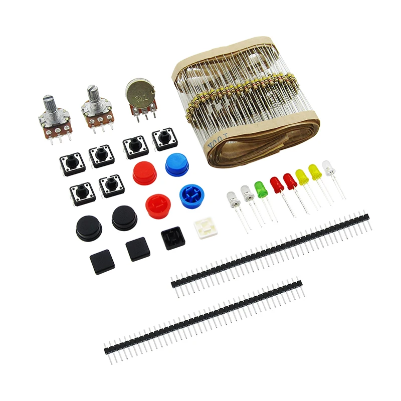 1 sets Handige draagbare weerstandsset voor Arduino Starter Kit UNO R3 LED-potentiometer tactschakelaar pin header