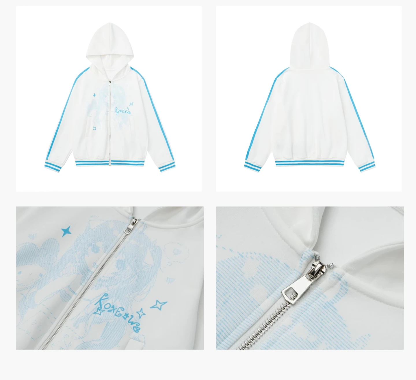 Sudaderas con capucha de estilo subcultura japonesa para mujer, sudaderas con estampado de dibujos animados, holgadas, versátiles, informales, de manga larga, con cremallera, chaquetas de otoño