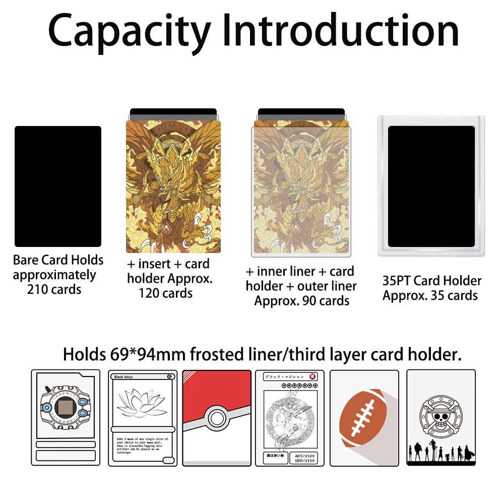 100+Golden Dragon Theme Card Organizer High Quality Deck Box TCG Card Durable Compact Portable Perfect For YGO Collectible Games