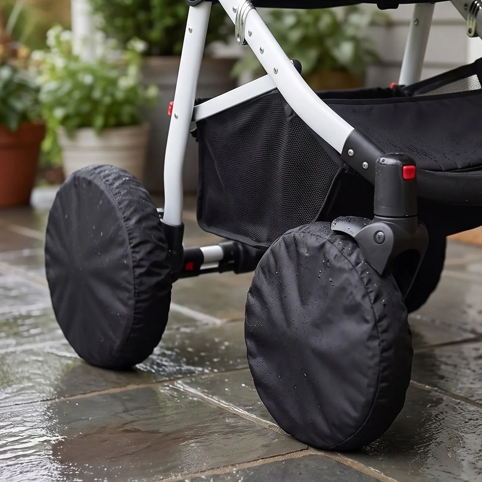 2Pcs Baby Stroller Wheel Covers Front Hub Cap Protective Oxford Fabric Stroller Wheel Accessories Slip Resistant