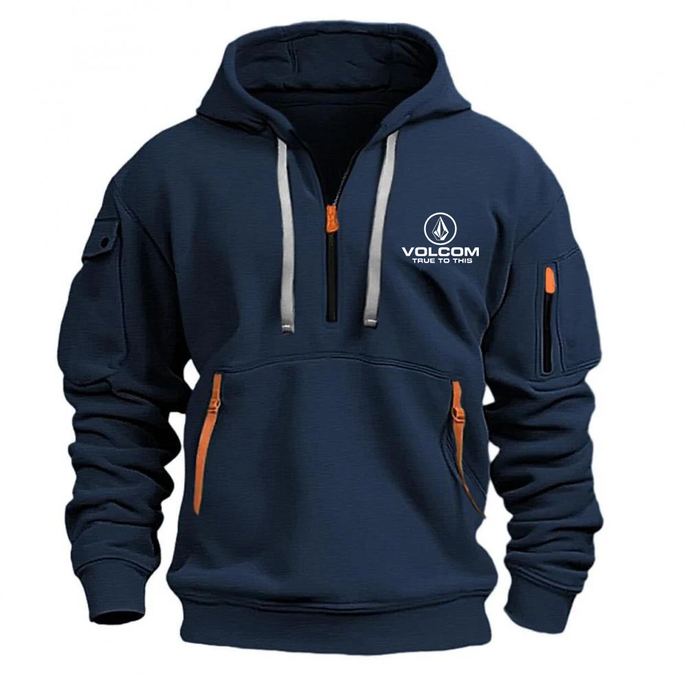 New Men's Comfortable Sport Zipper Contrast Hoodie Printed Design Hoodie