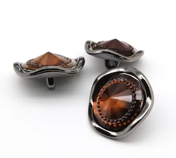 8pcs/lot Size:23-30mmFashion Brown Rhinestone Buttons Spire Shape Button for Overcoat Winter Garment (ss-7606-1)