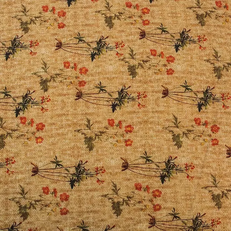 1yard red flower print tissu High quality ramie fabric for sewing Customized handmade DIY for dresses clothing fabric