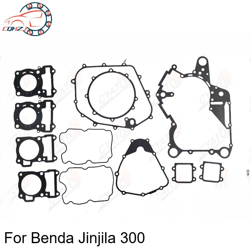 CQHZJ Motorcycle Complete Engine Gasket Set For Benda Chinchilla 300 Motor Cylinder Head Base Full Machine Pad