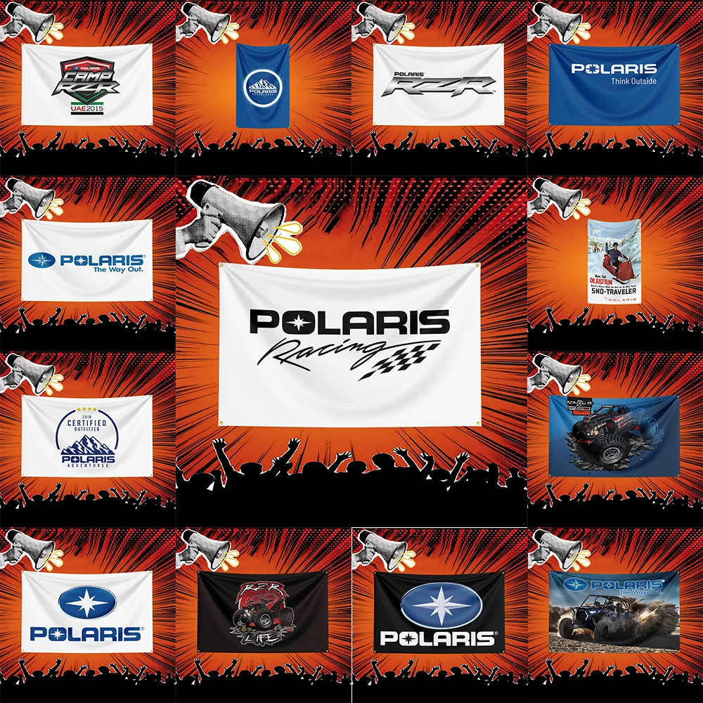 Polaris Motorcycle Flag 3x5 FT Polyester Banner For Garage Man Cave Wall Decor Biker Gift