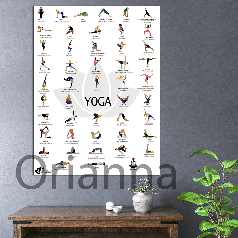 Hd Print Poses Asanas Yoga Postures Picture Wall Art Canvas Painting Simple Nordic Modular Poster Home Decor For Girl Woman Gift