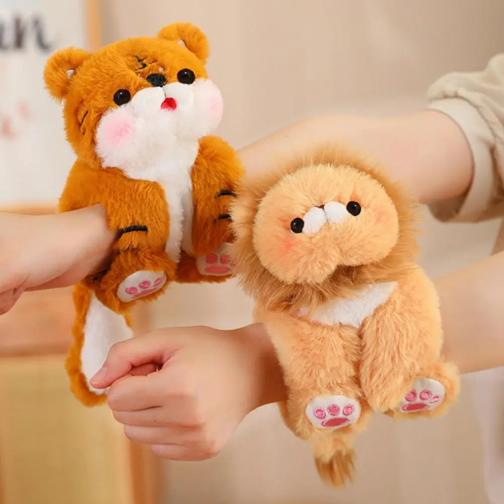 Cute Panda Raccoon Lion Dog Rabbit Monkey Tiger Plush Doll Slap Bracelet Plush Toy Cartoon Stuffed Animal Toy Boys Girls Gift