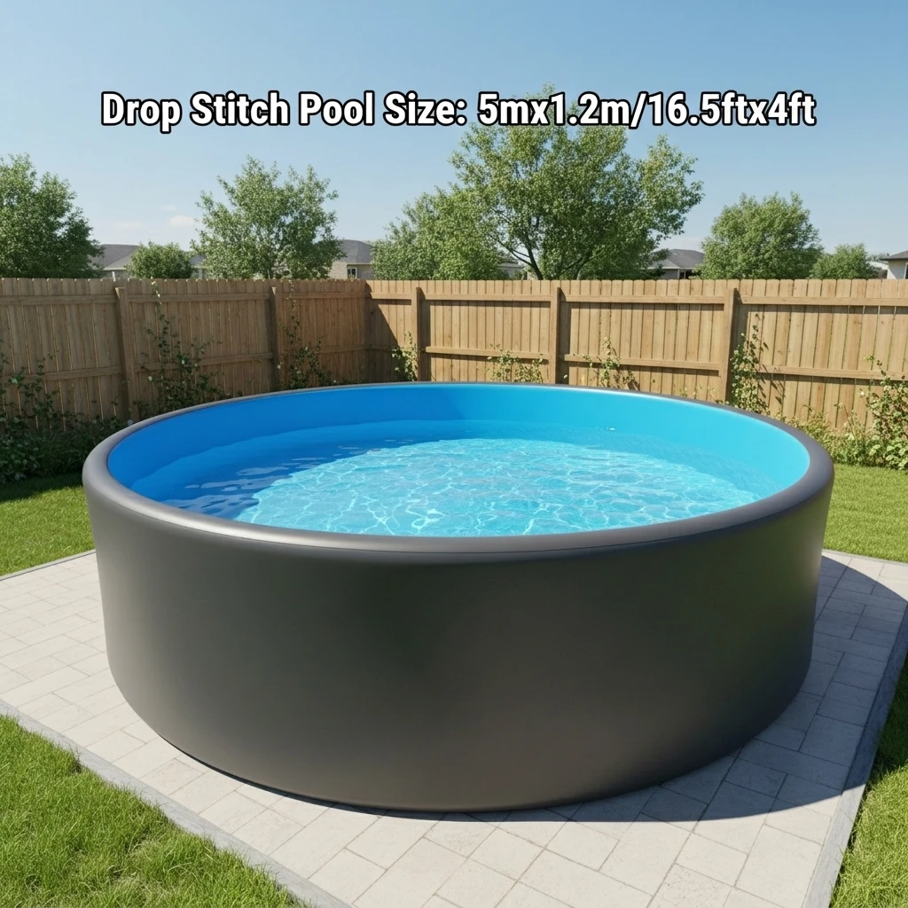 5mx1.2m Portable Drop Stitch Inflatable Swimming Pool, Durable High Pressure Above Ground Pool for Backyard and Commercial Use
