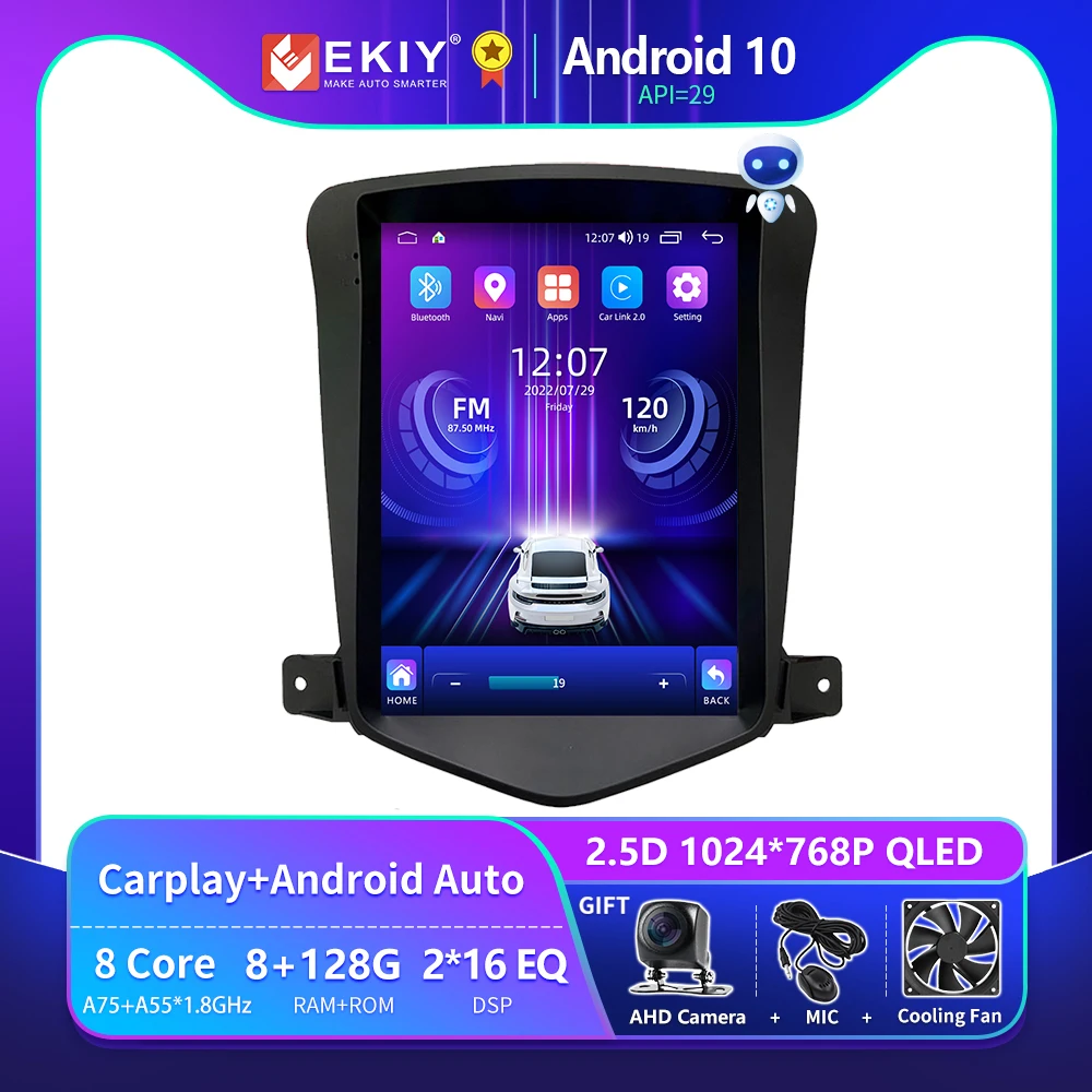 EKIY T9 Tesla Car Radio For Chevrolet Cruze 2009 - 2015 Car Radio Multimedia Video Player Navigation GPS Android Auto No 2 DIN