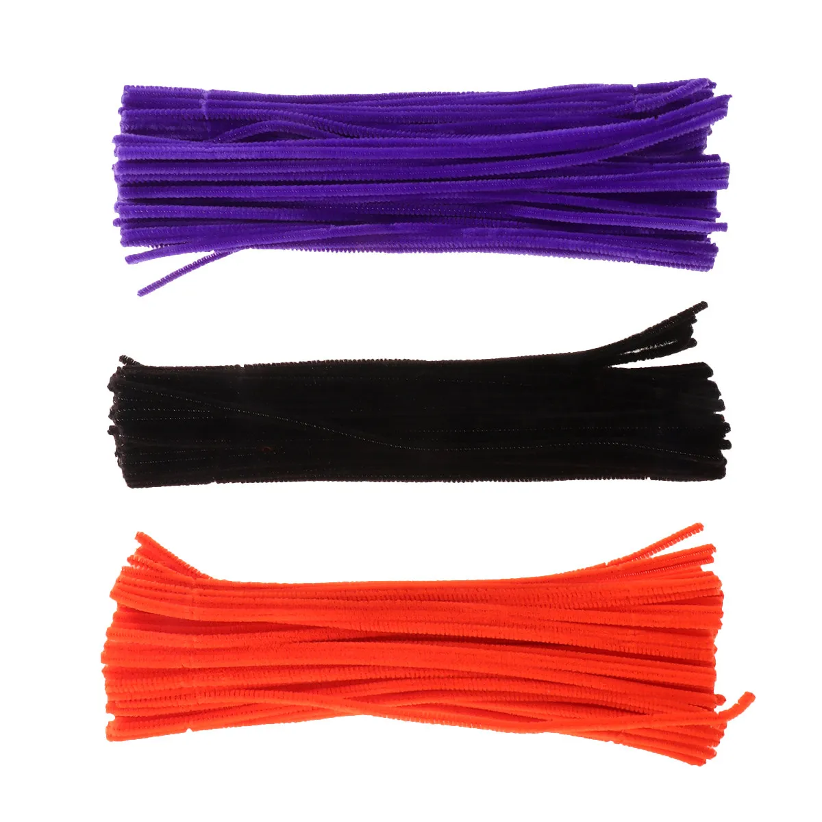 300Pcs Twistable Sticks Colorful Flocking Rods for DIY Handmade Art Early Education Orange Black Light Purple