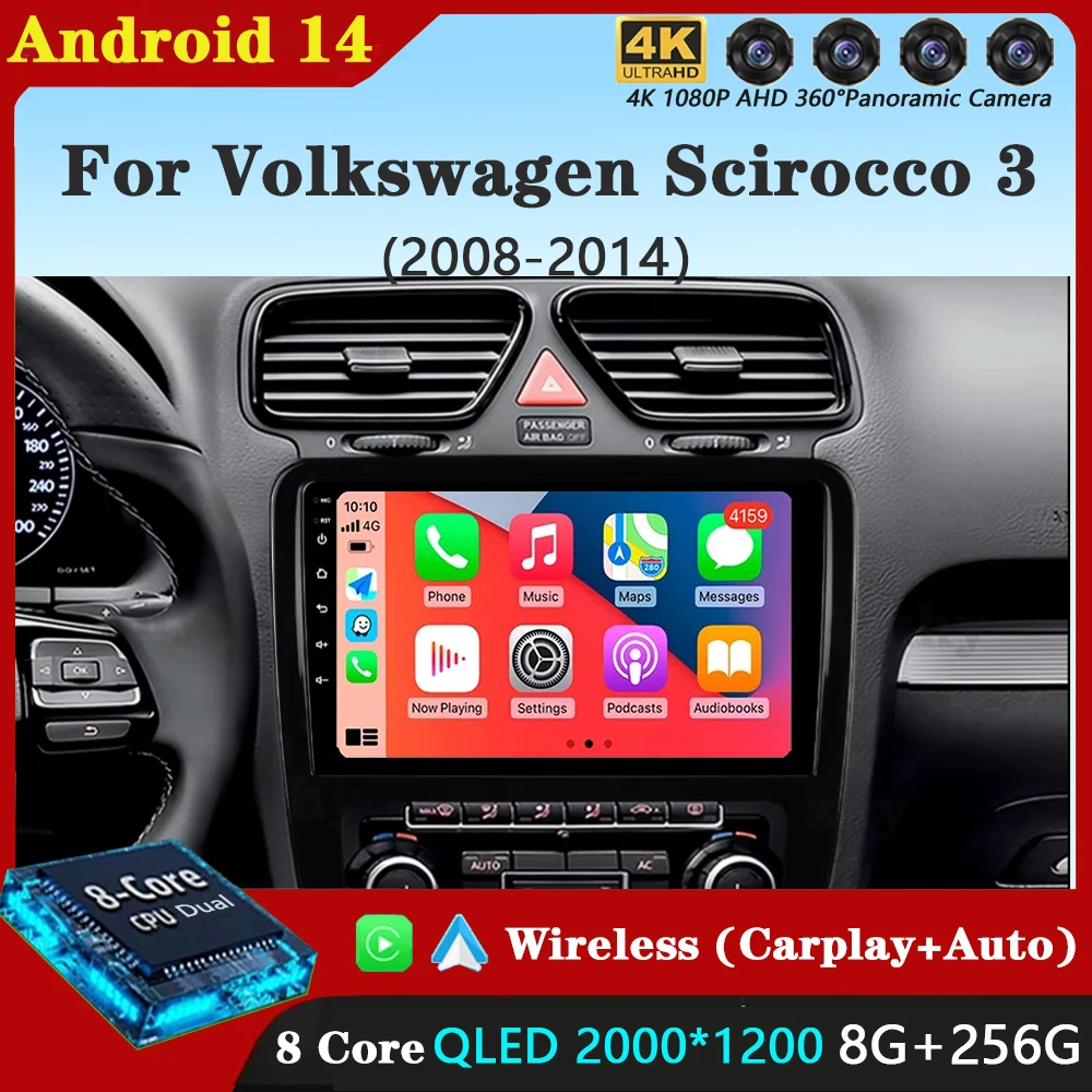 

Android 14 для VW Volkswagen Scirocco 3 III Mk3 2008-2014 9-дюймовый 8-ядерный WIFI Bluetooth Автоматическая навигационная система Радио Мультимедиа