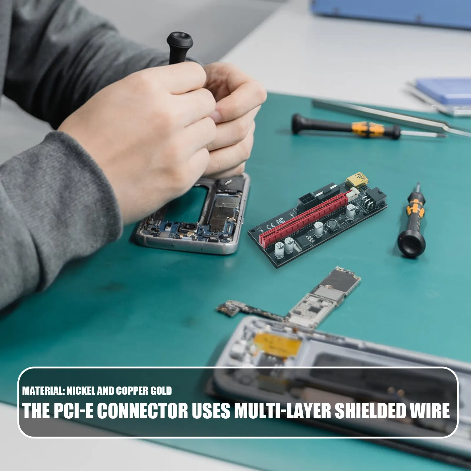 1Set Pci-E 1X to 16X Extender Stable Mining Riser Adapter 6Pin 12V Enhanced Power Supply GPU Riser Computer Accessories