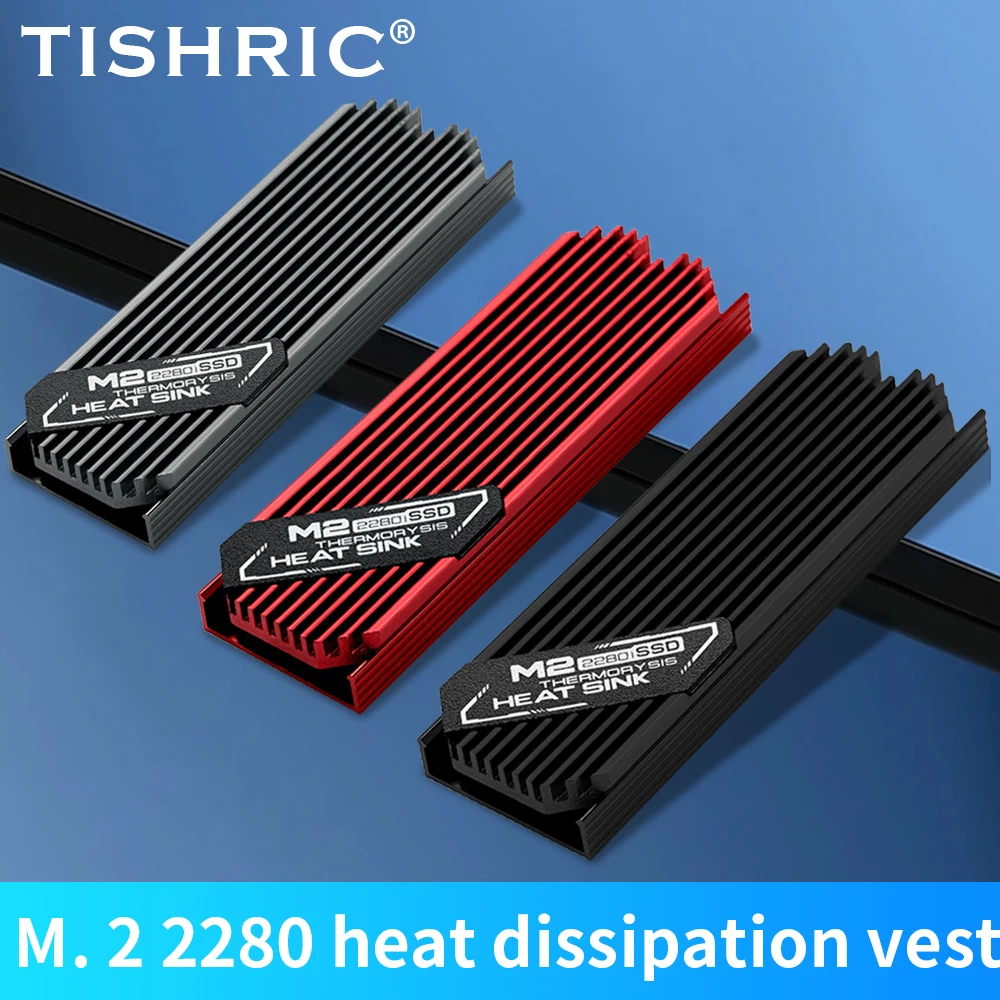 TISHRIC M.2 SSD Heatsink 2280 Aluminum Solid State Hard Disk Radiator with Thermal Silicone Pad PC PS5 Desktop Laptop NGFF NVME
