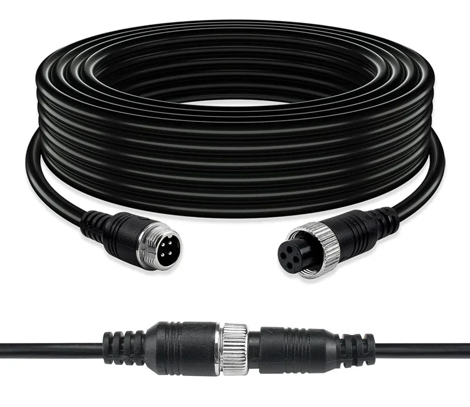 

4-контактный авиационный удлинительный видеокабель 5м/10м/15м/20м для подключения монитора грузовика/автобуса к камерам заднего вида AHD