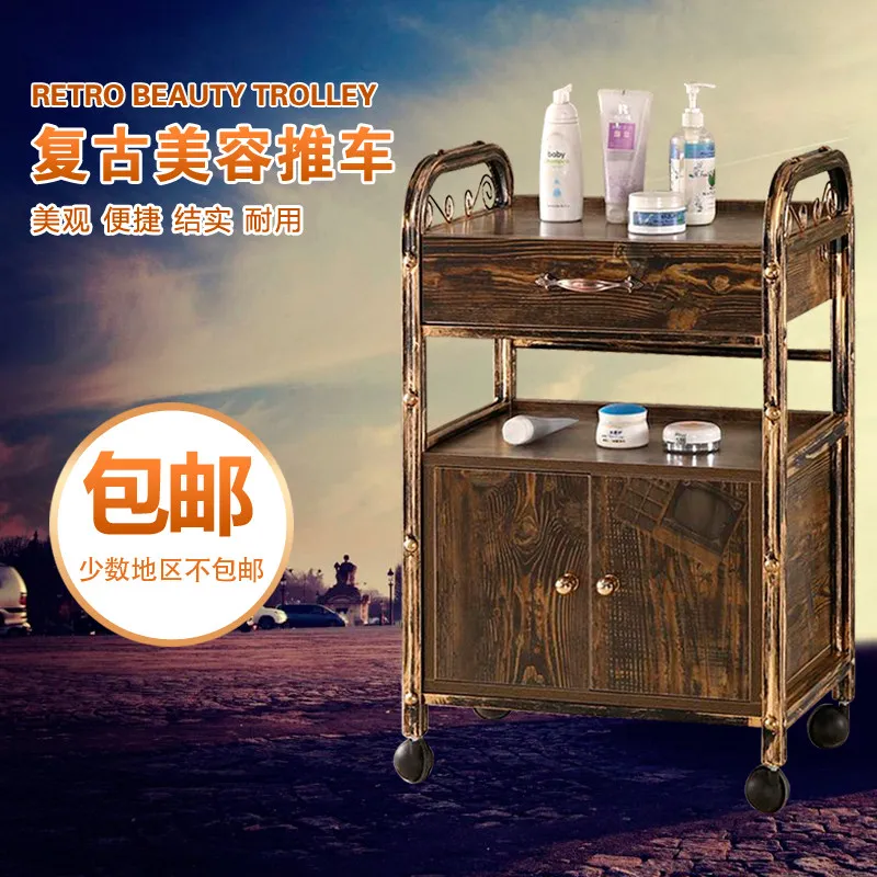 Beauty cart European multi-functional beauty salon trolley three-layer tool cart instrument with drawer mobile rack