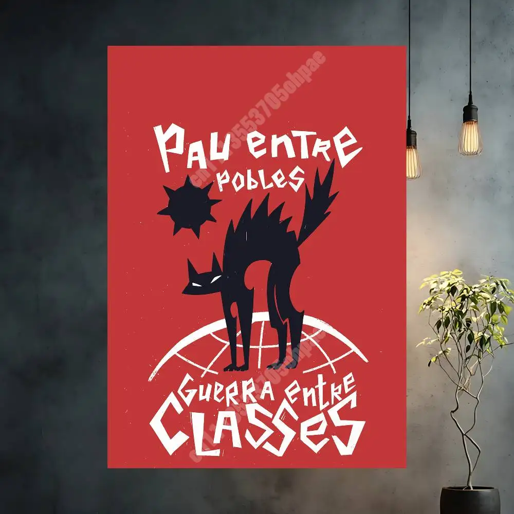 Antifascist Antiwar Kitten Cat Aesthetic Poster HD Gallery Prints Home Wall Art Creative Gift