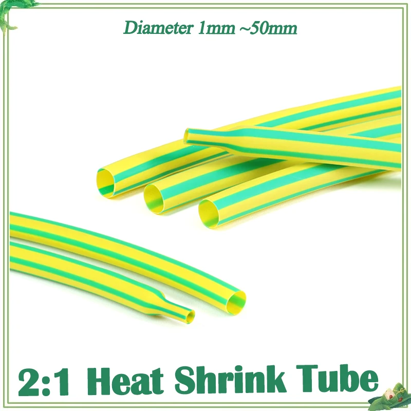 

1~10m Heat Shrink Heatshrink Tube Yellow-Green 2:1 Diameter 1~50mm Insulation Sleeving DIY Wrap Wire Repair Cable Protecctor