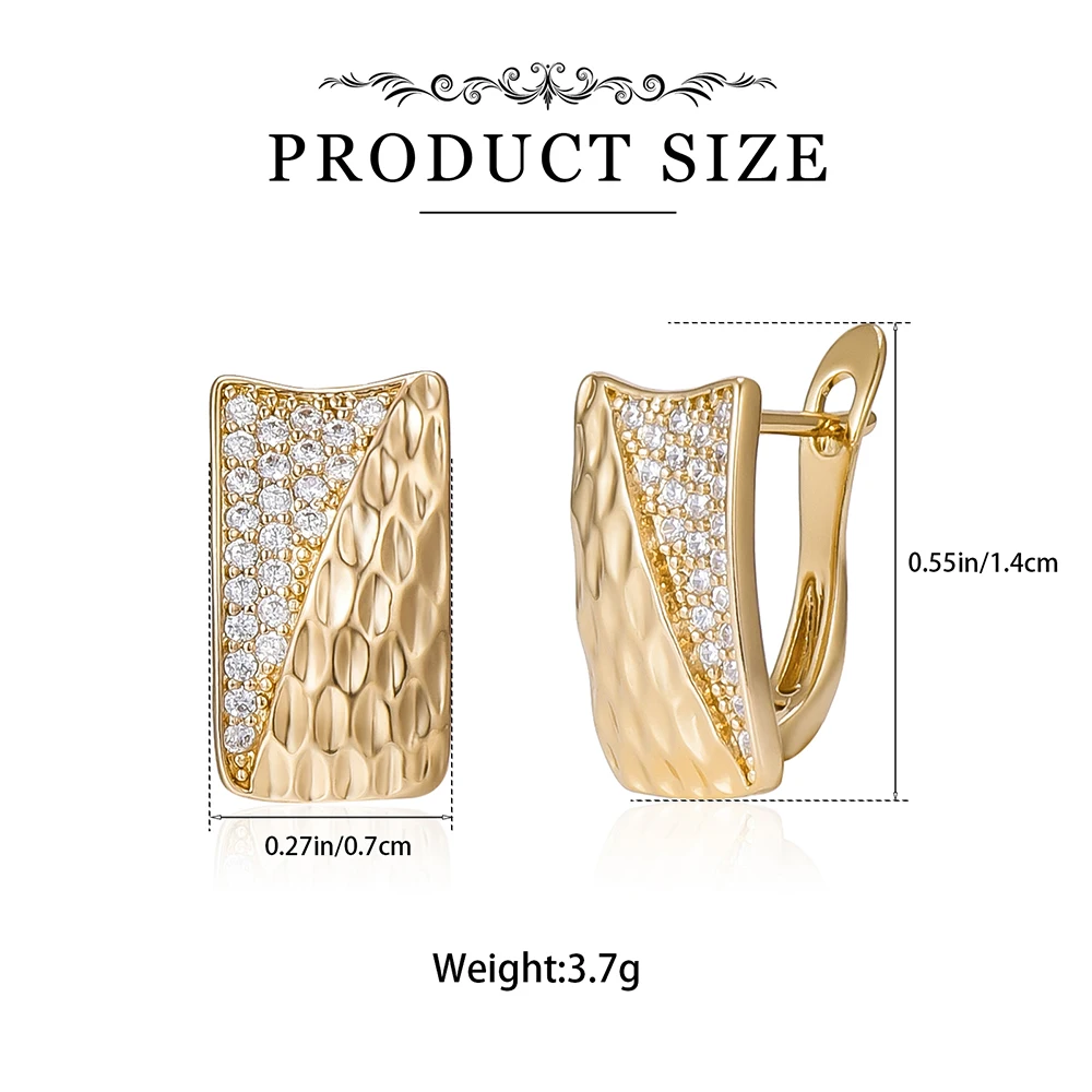 Hammer-Pattern Geometric Earrings Diamond-Studded Clip-On Earrings Essential Jewelry For Fashionable And Luxurious Women