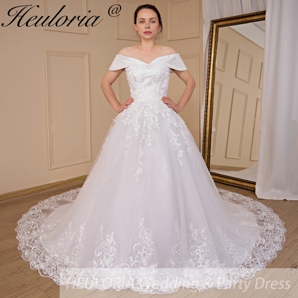 Princess Wedding Dress off shoulder lace up lace bride dress sequin beading vestido De Noiva Sweep Train Bride Bridal gown