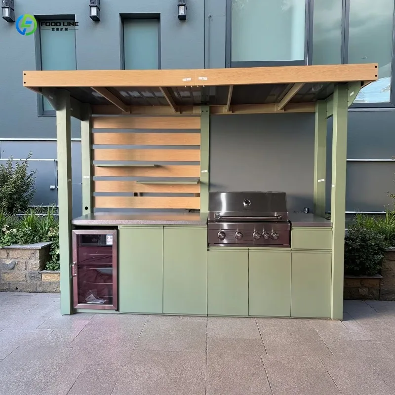 Modular Outdoor Kitchen Island with Built-in Grill and Sink Customizable Configuration Modular Kitchen Customized