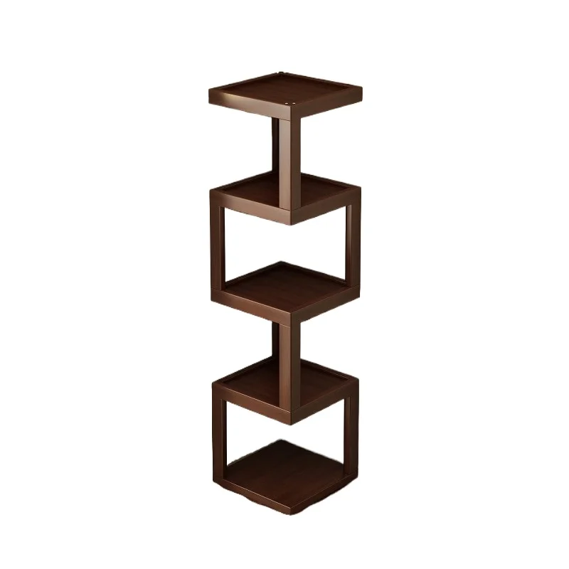 Rotating Corner Cabinet Storage Display Shelf 90° Right Angle Space Saver Living Room Wall Corner Unit Triangle Organizer